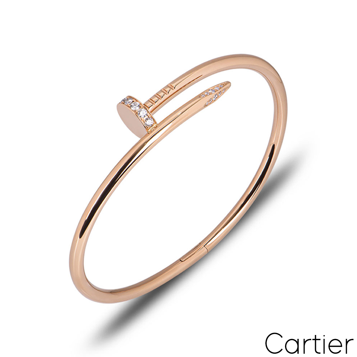 Cartier Rose Gold Diamond Juste Un Clou Bracelet Size 19 B6048519 ...